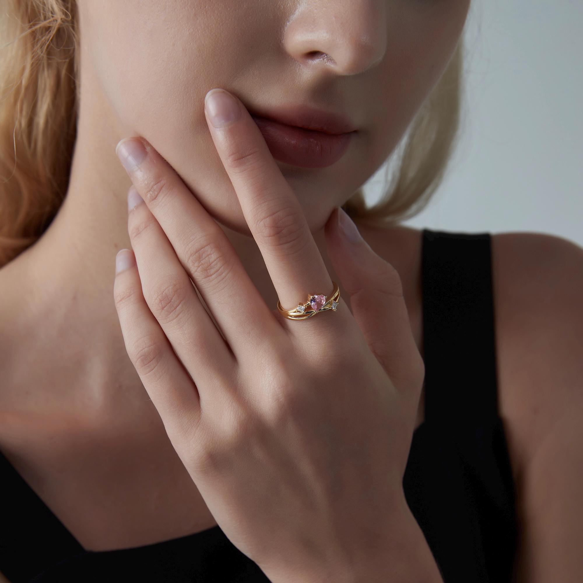 Th0D3s0m-1.jpg Shooting Star Band Ring – Minimalist Celestial Crystal Accent Ring - Image 1
